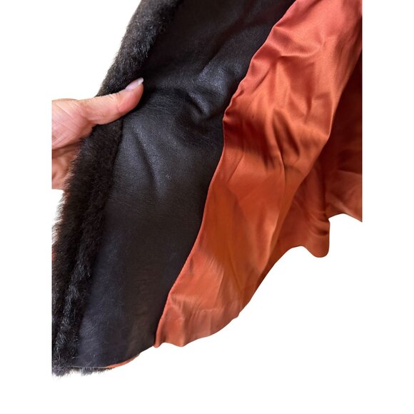 Vintage Womens Faux Fur Double Breasted Coat Size M/L Brown Wide Collar Lined - Picture 16 of 16